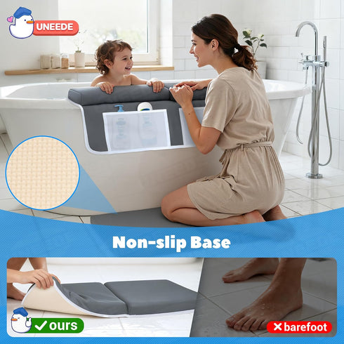 Elbow Set, 1.5 Elbow UNEEDE Baby Bath Kneeler and Rest Pad Thick Memory Foam Bath Kneeling Pad with Support, Bathtub