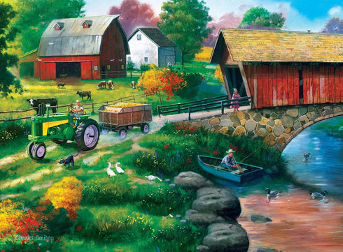 2000 Country 4-Pack 14"x19" MasterPieces Piece Jigsaw Puzzle for Adults, Family, Or Youth - Farm