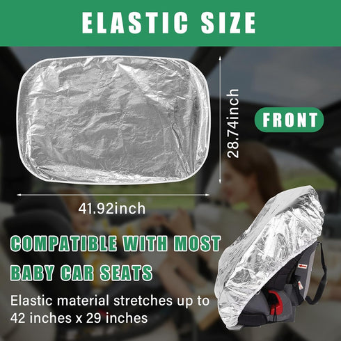 Ziciner Baby Car Seat Sun Shade Cover, Infant Auto Seats Heat Protector Keeps Baby's Carseat at Cooler Temperature