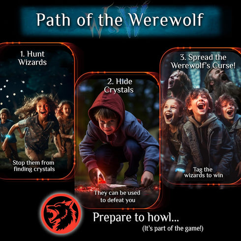 A Magical Glow-in-The-Dark Outdoor Game: Wizards & Werewolves | 4-10 Players | Scavenger Hunt for Kids