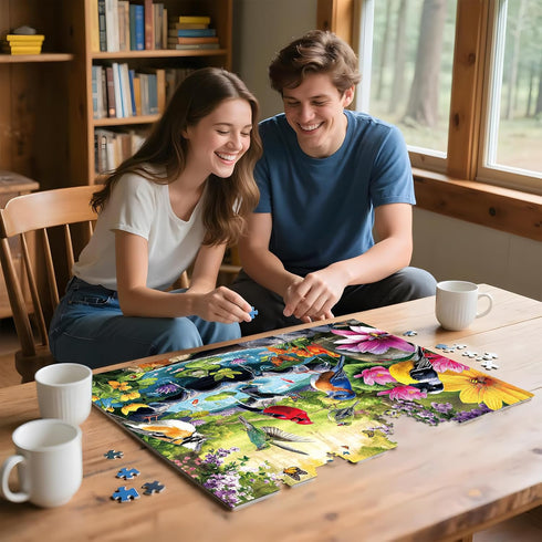 ZSYCZAO 500 500 20.5 15 Pieces Puzzle for Adults, Puzzles for Adults Pieces, Spring Birds Floral Pond Nature Jigsaw