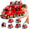 Fire Truck Toys for Toddler 1-3 3-5, 7-in-1 Fire Car Carrier Vehicle