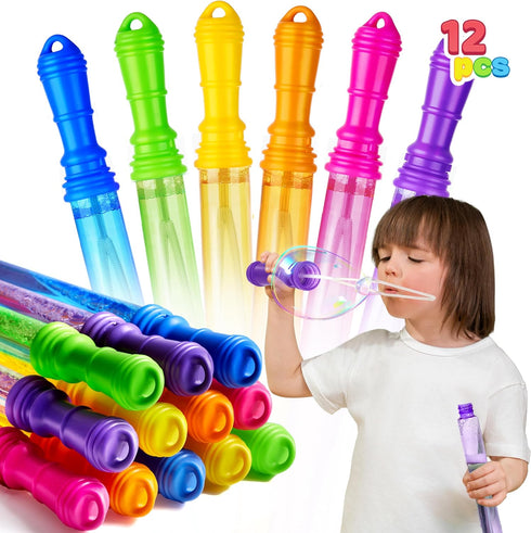 JOYIN 12 Packs 17’’ Giant Bubble Wands for Kids, Bulk with 12 PCS Concentrated Bubble Solution for Summer Party Favors
