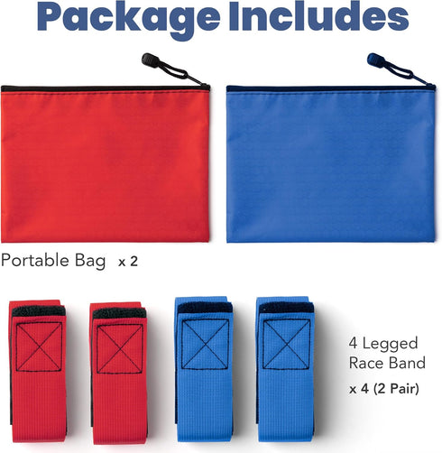 4 Legged Race Bands for Kids and Adults, Relay Race Team Building Games, Perfect for Carnival, Field Day, 2pk, Blue &
