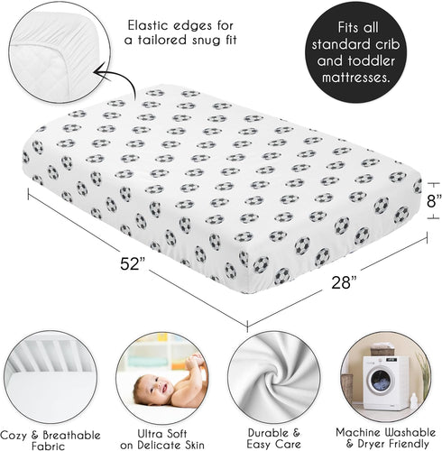 Sweet Jojo Designs Fitted Baby Crib Sheets (Soccer Ball) for Boys or Girls, Infant Nursery, Toddler Room - Standard