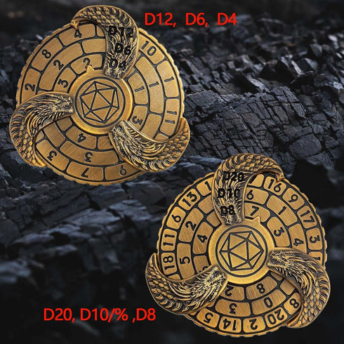 7-in-1 Fidget Spinner DND Dice Set, Rotate Metal Fingertip Gyro for Dungeons and Dragons Table Game Dice (Gold)