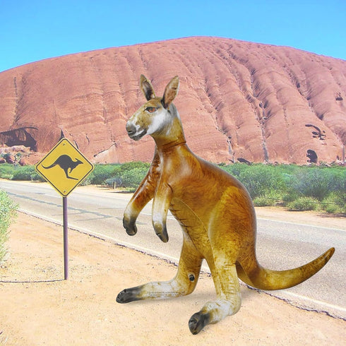 Jet Creations 40" Long Inflatable Kangaroo, Lifelike Blow-Up Aussie Joey Toy for Pool Fun, Home Decor