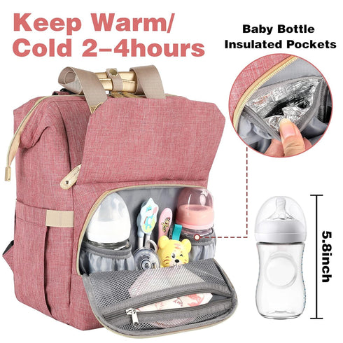 Backpack, Backpack Jiefeike Diaper Bag Pink Baby Girls Diaper Bag for Mom, Travel Baby Bags for Women, Insulated