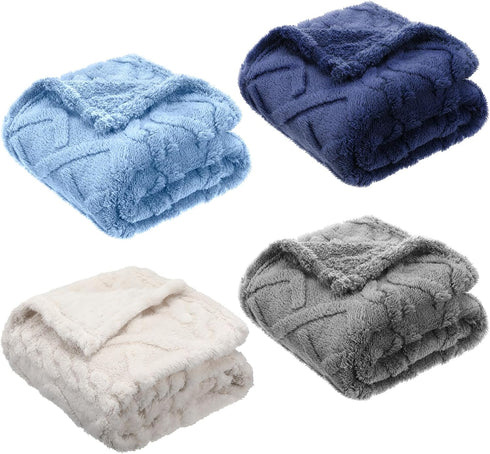 VitalCozy 4 Pcs Fleece Baby Blankets for Boys Girls 3D Soft Plush
