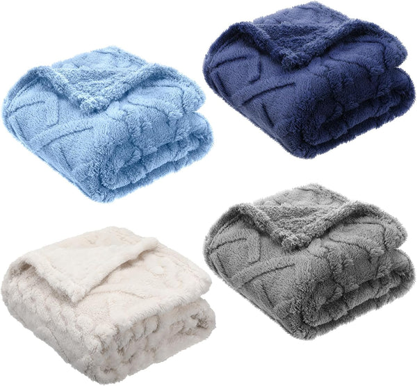 VitalCozy 4 Pcs Fleece Baby Blankets for Boys Girls 3D Soft Plush