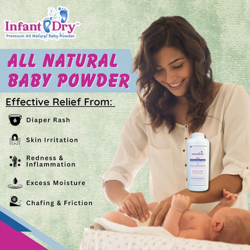 Professional Sellers Group 10 Oz Infant Dry All Natural Baby Powder - Gentle Formula Talc Free, All Natural