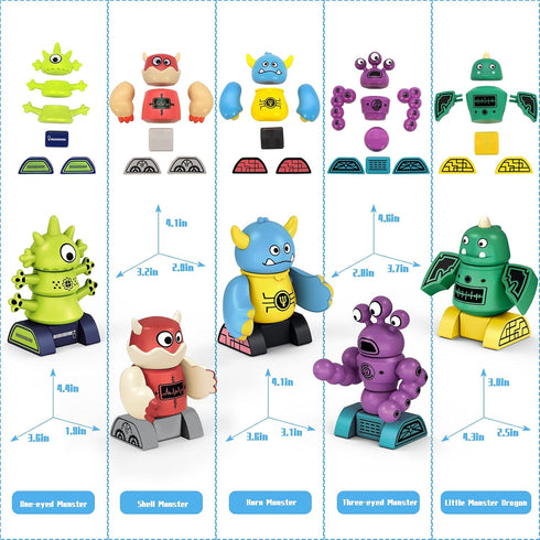 Gifts2U 35 Set Playset 3-6 Magnetic Robots for Kids, PCS Magnetic Blocks with Storage Box, Stacking Robots Toy STEM