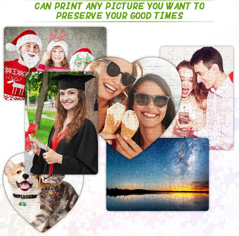 10 Sets Blank Sublimation Jigsaw Puzzle for Kids, Rectangle and Heart Shaped, DIY Custom Heat Transfer