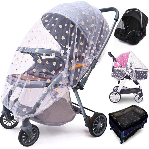 Baby Stroller Mosquito Net (2 Pack) - Durable Mesh Protection for Bassinets,