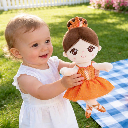 14 Inches Gloveleya Baby Girl Gifts Dolls Soft Plush Toy Ballet Girl Doll Orange with Gift Box
