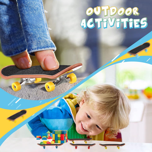 Civaner 10 Pack DIY Kids Finger Skateboard Set with Box, Mini Collectible Finger Toy Kit, Replacement Accessories