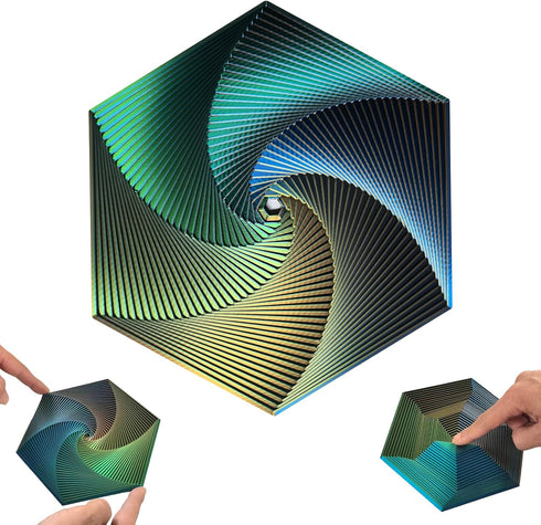 QIGGJJ Fractal Fidget Hexagon, Kinetic Desk Spinning Toy, 35 Circles5.9x6.69in, Used for Anxiety