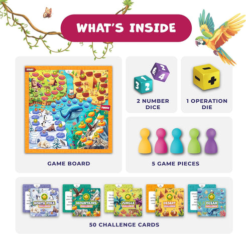5-7 5+ 1st-3rd Clever Fox Play Number Hunter Math Board Game Addition & Subtraction Math Game for Kids Year Old Fun