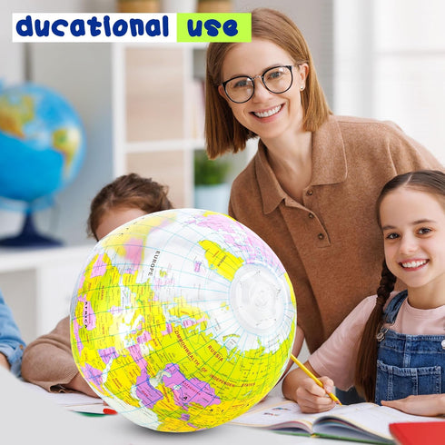 30 Pack 16 Inch Inflatable Globe Beach Ball Toys, PVC Earth Ball for Kids Swimming Pool Game