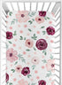 Sweet Jojo Designs Fitted Baby Crib Sheets (Burgundy/Pink Boho Floral) for Girls,