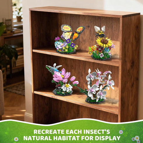 Set, 2059 6+ Ideas Insect Collection Building PCS - Butterfly Orchid Mantis Bee Dragonfly Display Model for Nature