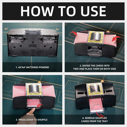 Automatic Card Shuffler for Playing Cards, Battery Operated Electric Poker Shuffling Machine for UNO, Texas Hold'em,