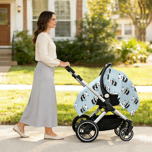 Mazeann Kawaii Panda Chinese Car Seat Cover Baby Breathable Soft Infant Carseat Covers Canopies Babies Carrier Covers