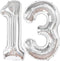 KatchOn Big Silver 13 Balloon Numbers - 40 Inch for 13th Birthday Decorations for Girls and Boys