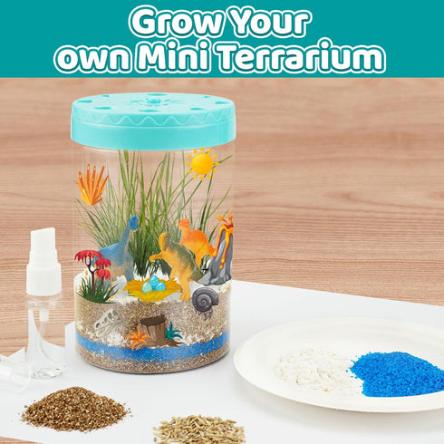 Light Up Dinosaur Terrarium Kit for Kids, Educational Gardening Science Kits, Creative Dinosaur Toys for Ages 4-12