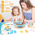 Set HAPGFS Wooden Birthday Cake Toy for Kids, Realistic Birthday Cake with Candles and Fruits for Pretend Play, Wooden