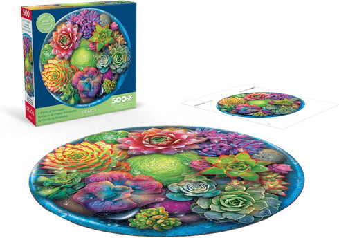 Ceaco - A Circle of Succulents - 500 Piece Round Jigsaw Puzzle