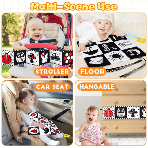Black and White High Contrast Baby Toys 0-6 Months, Montessori Tummy Time Sensory Crinkle Toys for Newborn Infant