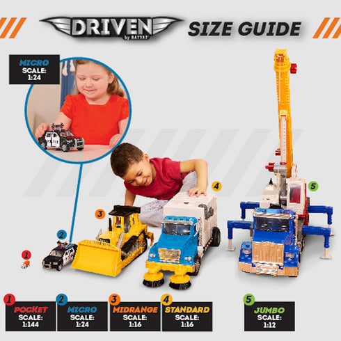 7-Inch 3+ Driven by Battat Telehandler Forklift Toy with Lights & Sounds, Movable Parts, Construction Vehicle for Boys