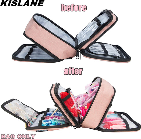 KISLANE Baby Girl Hair Accessories Storage Bag, Soft Headbands Holder, Barrette, Bows, Hair Ties, Pins, Clips Storage