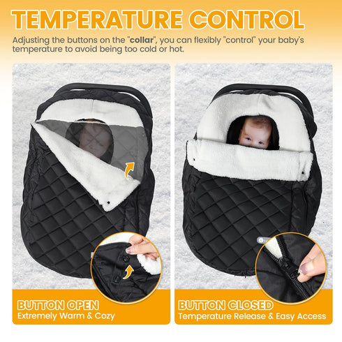 Cozy IvyWind Winter Car Seat Cover, Warm Winter Carseat Cover for Baby Boys & Girls, Waterproof Car Seat Winter Cover