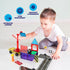 Set, 3+ 52-Piece Playmags City Construction Magnetic Tiles Building Blocks with Crane & Road Pieces, Educational STEM