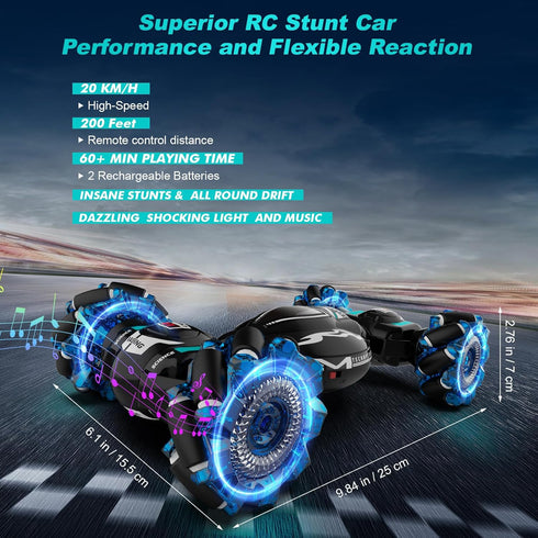 RC Cars, Gesture Sensing Stunt Car Toys for Boys Girls 6-12 Year Old, 2.4GHz 4WD Hand Remote Control Car 360° Rotate