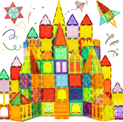 Magnetic Tiles Set, 68PCS 3D Clear Building Blocks, STEM Educational Toys Gift for Kids Boys and Girls Ages 3-9