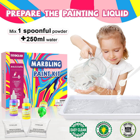 Titoclar Art Supplies for Kids Girls,Water Marbling Paint Kit,Arts & Crafts for Kids Ages 8-12 6-8 3-5, Birthday Gifts Toys for Girls 3+ Years Old by Titoclar