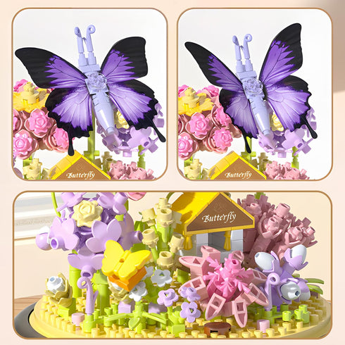 HI-REEKE Flower Butterfly Bouquet Building Block Set, 582 PCS Micro Mini Botanical Building Toy for Women
