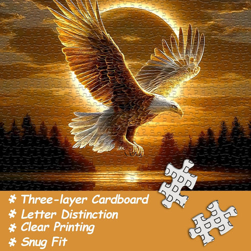 pazzocenter 1000 Sunset Solar Eagle Puzzles for Adults Pieces, Nature Forest Scenery Puzzles, Bald Eagle Bird Jigsaw