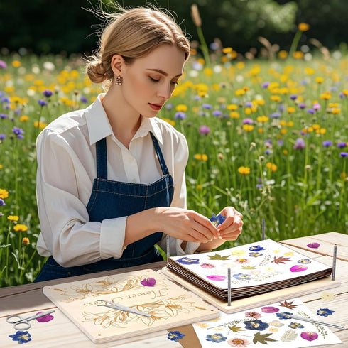 GTQYYF 11"x11" 10 Flower Press Kit Large, Layers Wooden Flower Pressing Kit for Adults & Teens, DIY Bouquet