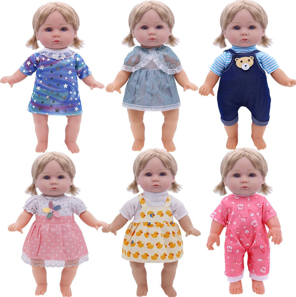 Girl Doll Clothes and Accessories - 6 Sets for 11 Inch Dolls, Princess Dress, Pajamas, Cute Outfits for Girls