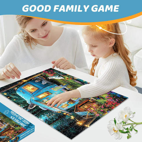 300 300 20.5 15 Pieces Puzzles for Adults | Camper Cat Jigsaw Puzzles | Large Piece Puzzle for Children Adults Seniors