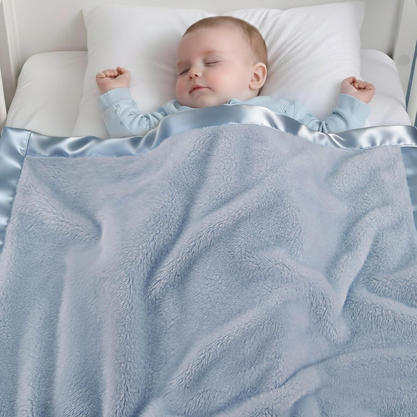 Pro Goleem Fleece Baby Blanket with 2 Inch Satin Trim Soft Anti-Static