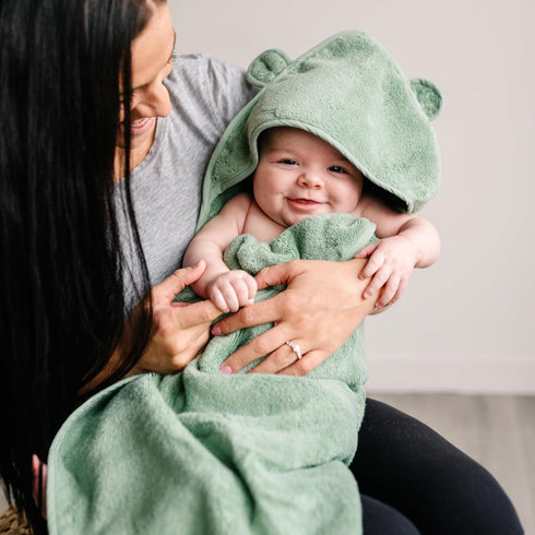 100% 450 (35" 35") Natemia Hooded Baby Bath Towel - Organic Cotton Baby Towels for Newborns, Toddlers, Boys, Girls