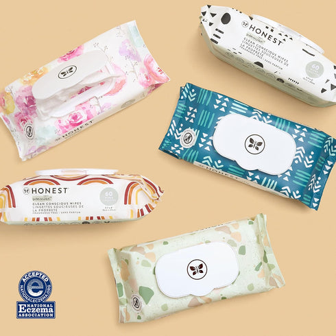 The Honest Company Clean Conscious Unscented Baby Wipes | Over 99% Water, Compostable, Plant-Based, Hypoallergenic for