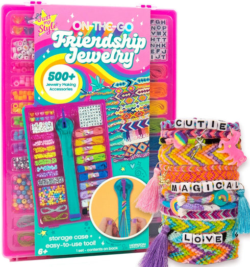 Just My Style On-The-Go Jewelry Studio, Bracelet-Making Travel Kit for Fun Girl's Night and DIY Bead & Braid Set