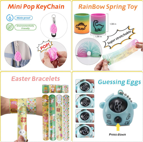 Jookamar 165PCS Prefilled Easter Eggs with Toys Inside, Easter Eggs Fillers Basket Stuffers Easter Hunt Games Party