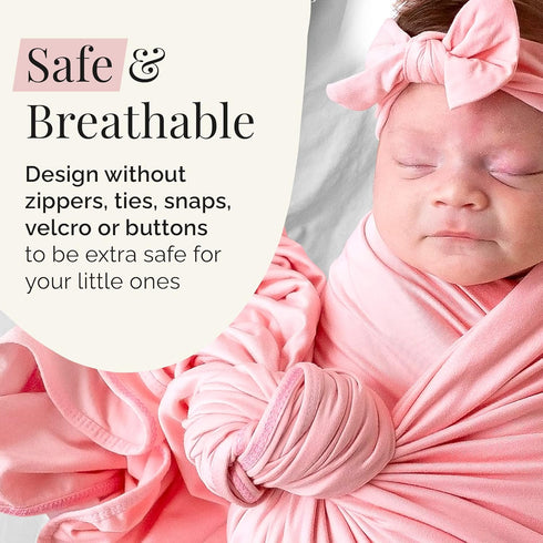Set, 47 47 inches Stroller Society - Newborn Swaddle and Hat Stretchy and Comfortable Baby Swaddle Blanket, Use as